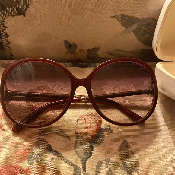 CHLOE SUNNIES SUNGLASSES NWT & CASE BEAUTIFUL BURGUNDY - Picture 3 of 16